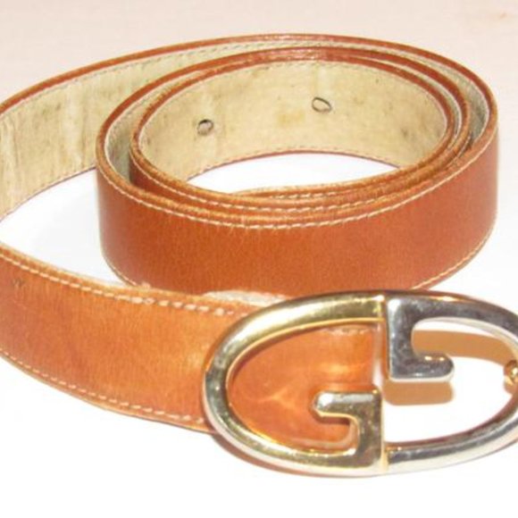 Gucci camel leather belt with large, two-tone GG logo buckle! - Picture 7 of 12